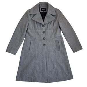 Nine West Sz 14 Wool Blend Longline Tailored Pea Coat Chunky Buttons Classic